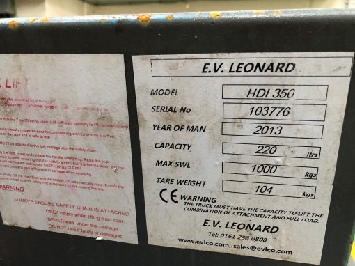 SOLD / E V Leonard HDI 350 Tilting Skip - Image 3