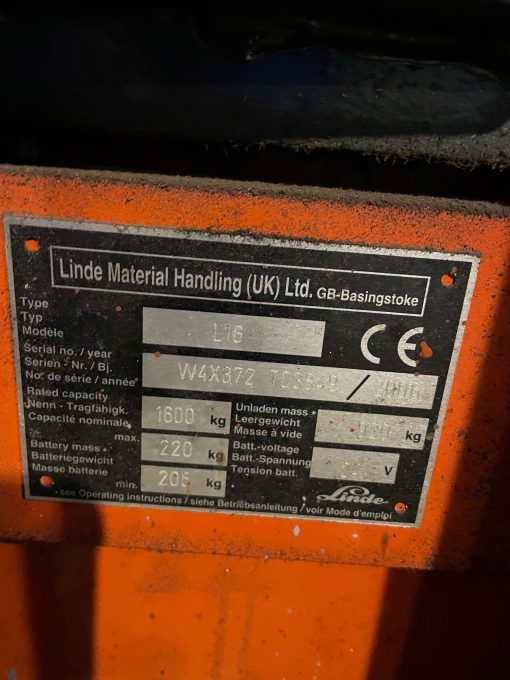 SOLD / Linde L16/372 Electric Stacker / Lift Truck - Image 5