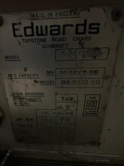 SOLD / Edwards DD 3.25/2500 Mechanical Shear - Image 7
