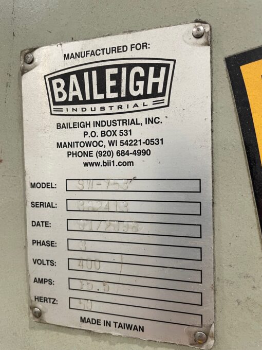 Baileigh SW-753 Hydraulic Steelworker - Image 7